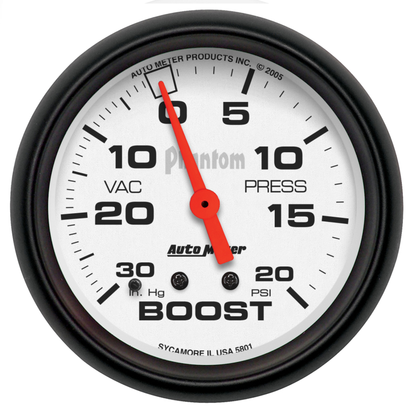 AutoMeter Gauge Vac/Boost 2-5/8in. 30Inhg-20PSI Mechanical Phantom thumbnail 2