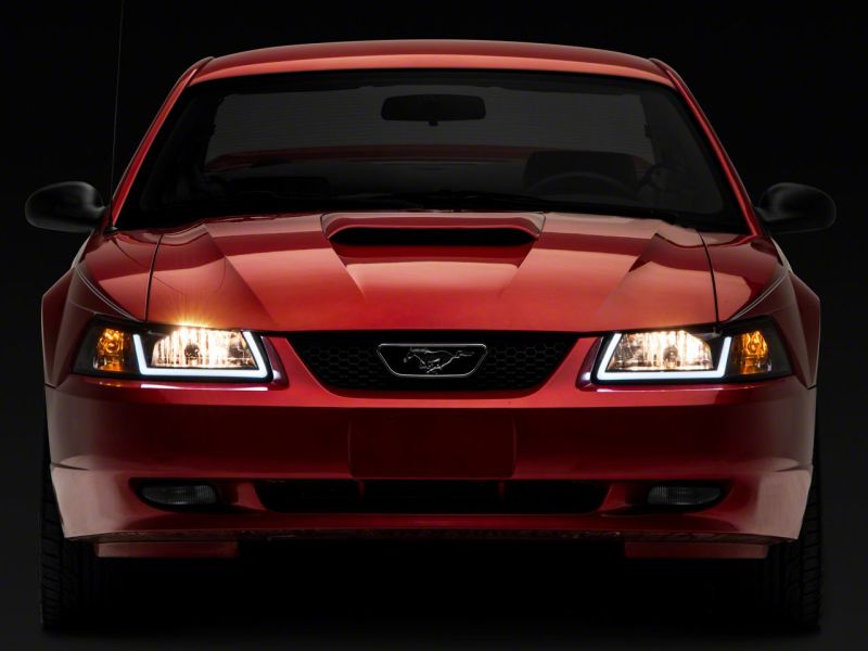 Raxiom 99-04 Ford Mustang Axial Series Headlights w/ LED Bar- Black Housing (Clear Lens) thumbnail 4