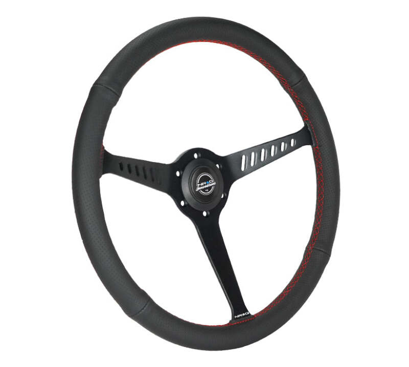 NRG Classic Stealth Steering Wheels RST-380-STL-R Wheel, Stealth, 380mm, 1 in. Dish, Black Leather Grip, Black Spoke, Red Stitching, Each thumbnail 6