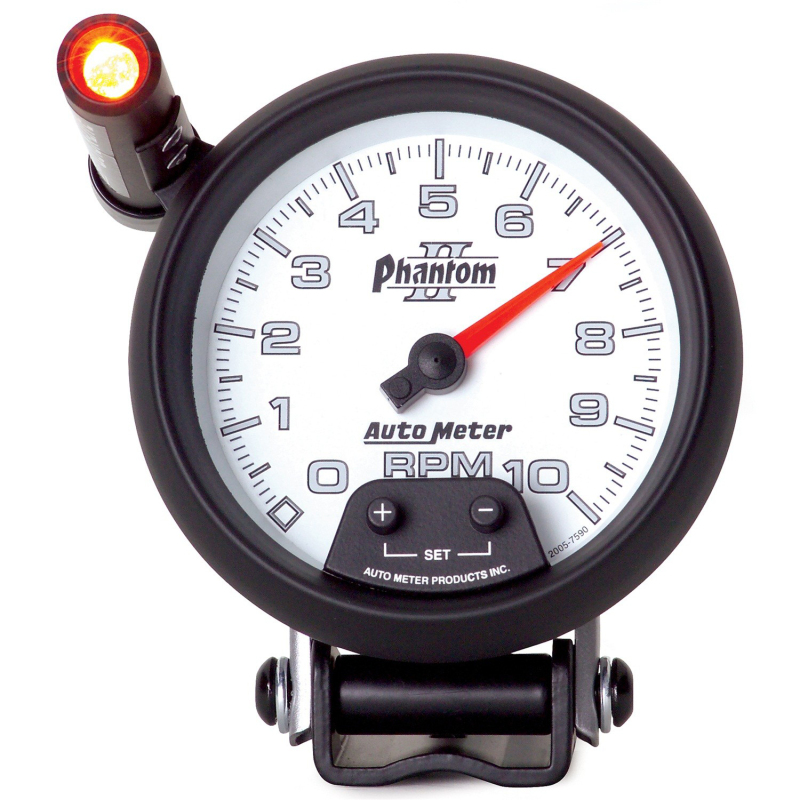 Autometer Phantom II 3.75in Pedestal Mount 10k RPM w/ Ext. Shift-Lite Tachometer thumbnail 5