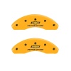 MGP Front set 2 Caliper Covers Engraved Front Chevy racing Yellow finish black ch thumbnail 7