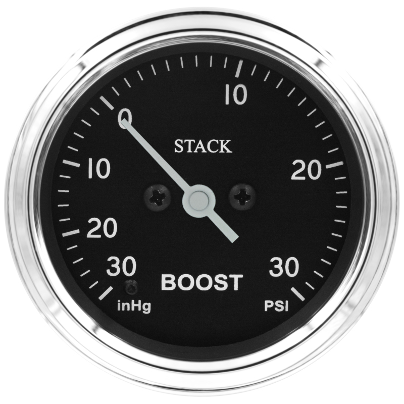 Autometer Stack 52mm -30INHG to +30 PSI (Incl T-Fitting) Pro Step Motor Boost Press Gauge - Classic
