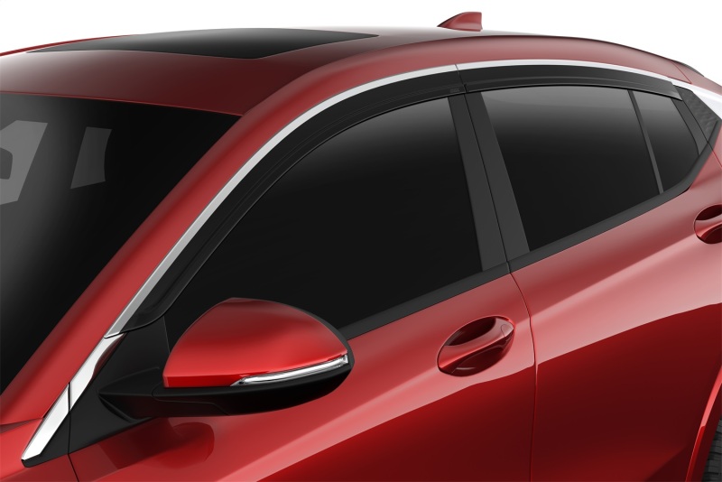 Low Profile Ventvisor Deflector; Smoke with Chrome Trim; Outside Mount; 4 pc.