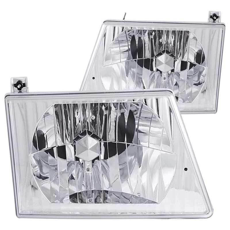 ANZO 1992-2006 Ford Econoline Crystal Headlights Chrome thumbnail 3