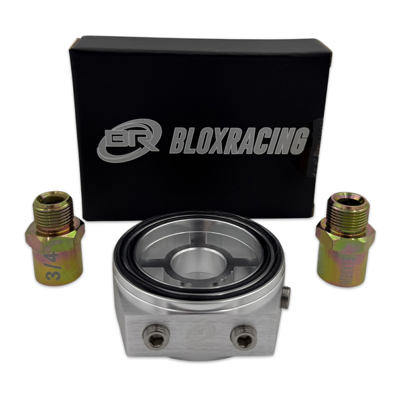 BLOX Racing Oil Filter Block Adapter Silver / For Oil Pressure / Oil Temperature thumbnail 2