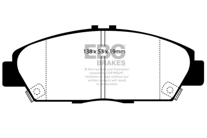 EBC 92-96 Honda Prelude 2.2 Yellowstuff Front Brake Pads thumbnail 5