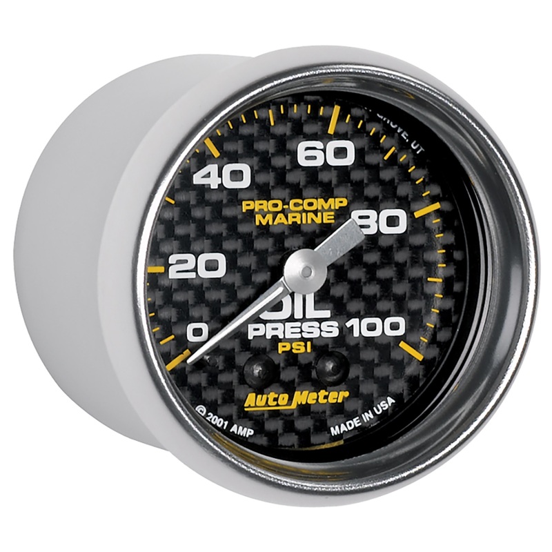 Autometer Marine Carbon Fiber Ultra-Lite 2-1/16in 100PSI Mechanical Oil Pressure Gauge thumbnail 9