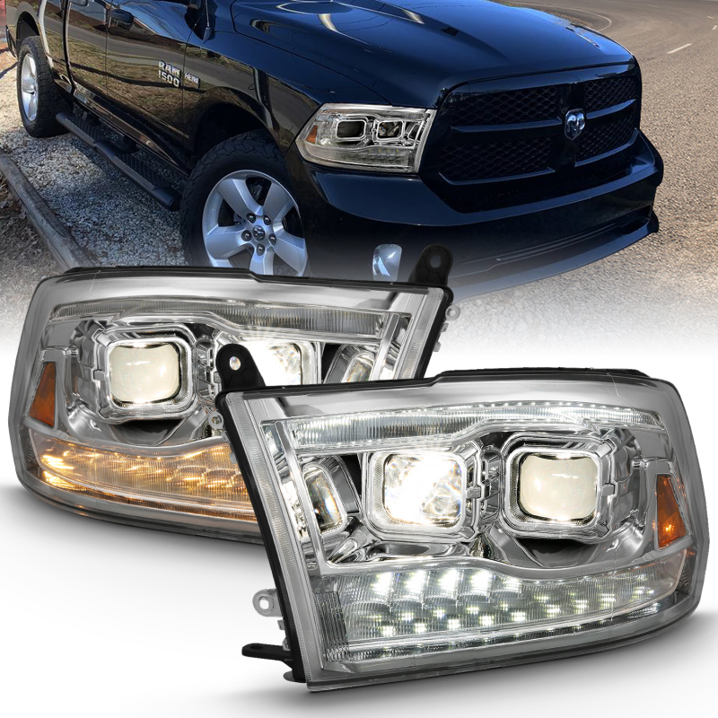 ANZO 2009-2018 Dodge Ram 1500 Projector H.L. Switchback Black Amber thumbnail 6