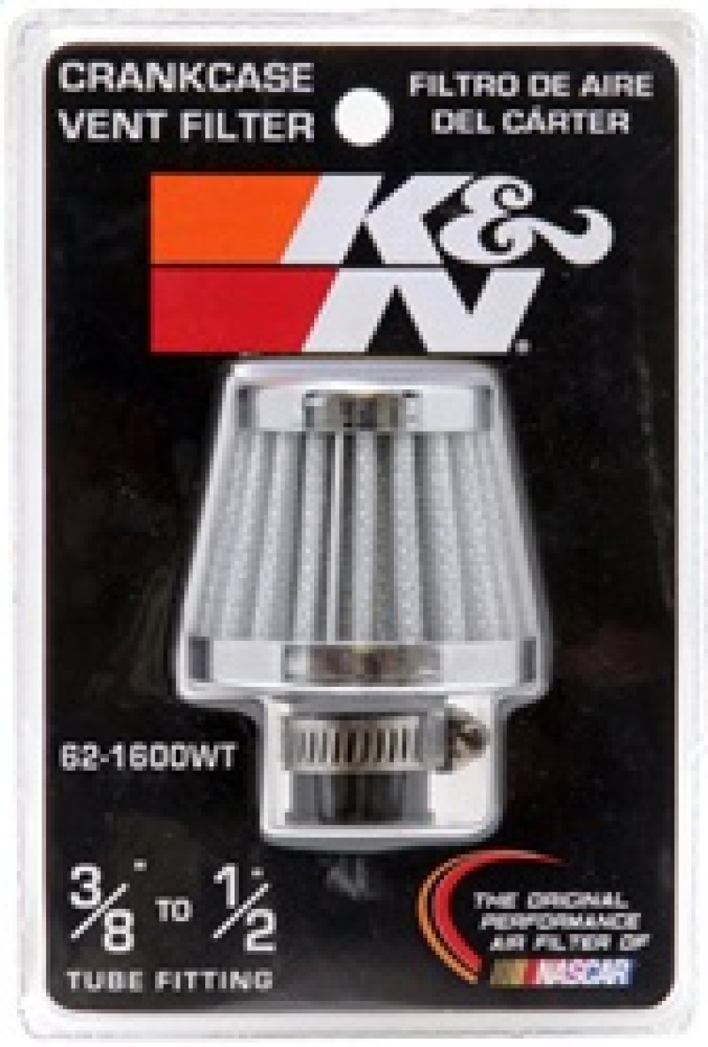 K&N 2in Base OD x .375in Flange ID x 1.75in H Rubber Base Crankcase Vent Filter - White thumbnail 9
