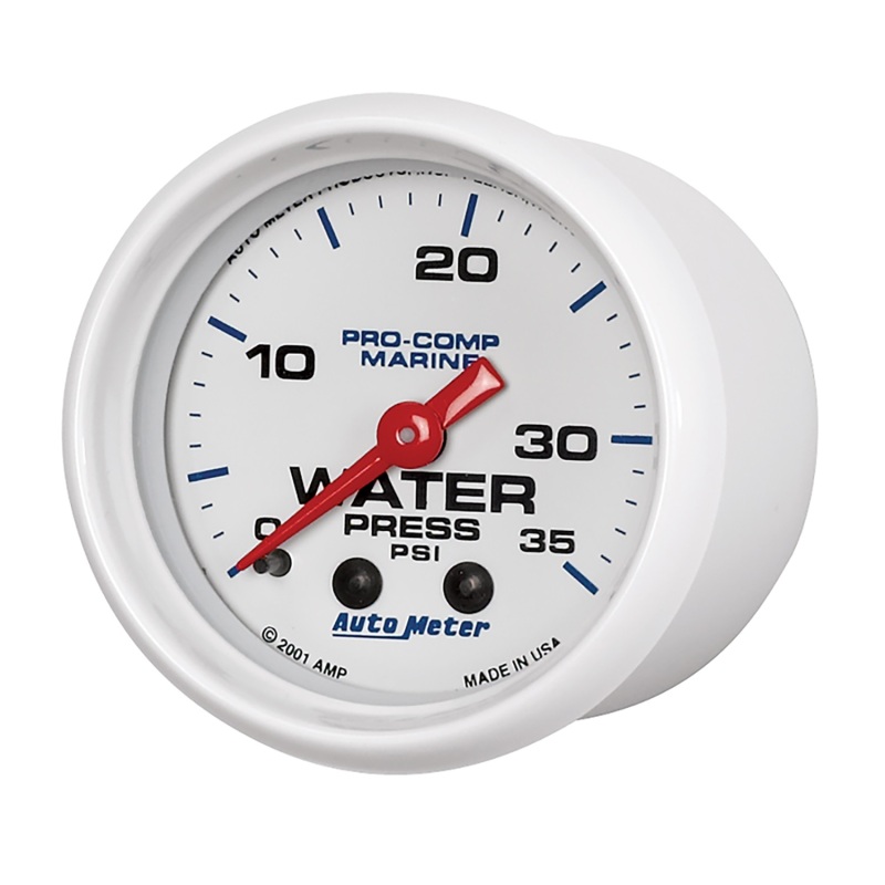 Autometer Marine White 2-1/16in 35 PSI Mechanical Water Pressure Gauge thumbnail 7