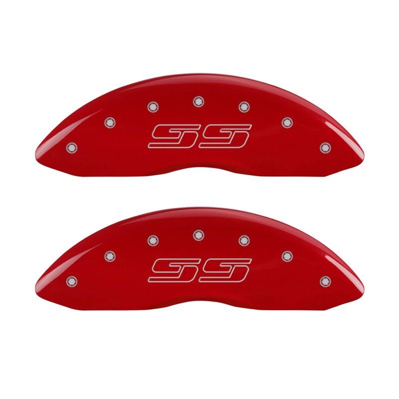 MGP 4 Caliper Covers Engraved Front & Rear Avalanche style/SS Red finish silver ch thumbnail 7