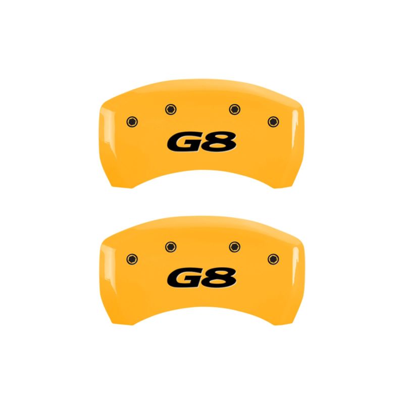MGP 4 Caliper Covers Engraved Front Pontiac Rear G8 Yellow Finish Black Char 2008 Pontiac G8 thumbnail 6