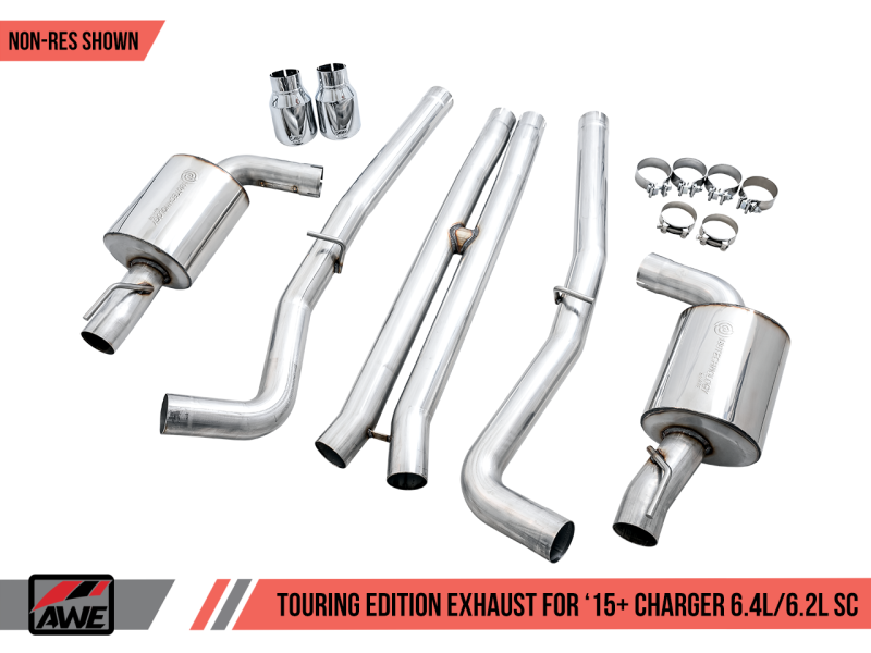 AWE Tuning 2015+ Dodge Charger 6.4L/6.2L SC Non-Resonated Touring Edition Exhaust - Silver Tips thumbnail 8