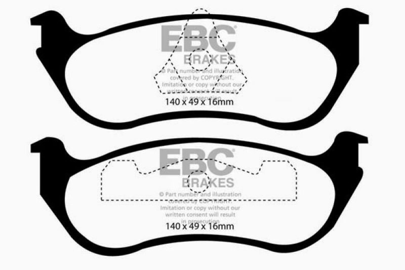 EBC 95-97 Ford Crown Victoria 4.6 (ABS) (Steel PisTons) Yellowstuff Rear Brake Pads thumbnail 5