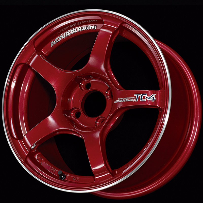 Advan TC4 16x7.5 / +35 Offset / 4x100 / 63mm Bore / Racing Candy Red and Ring