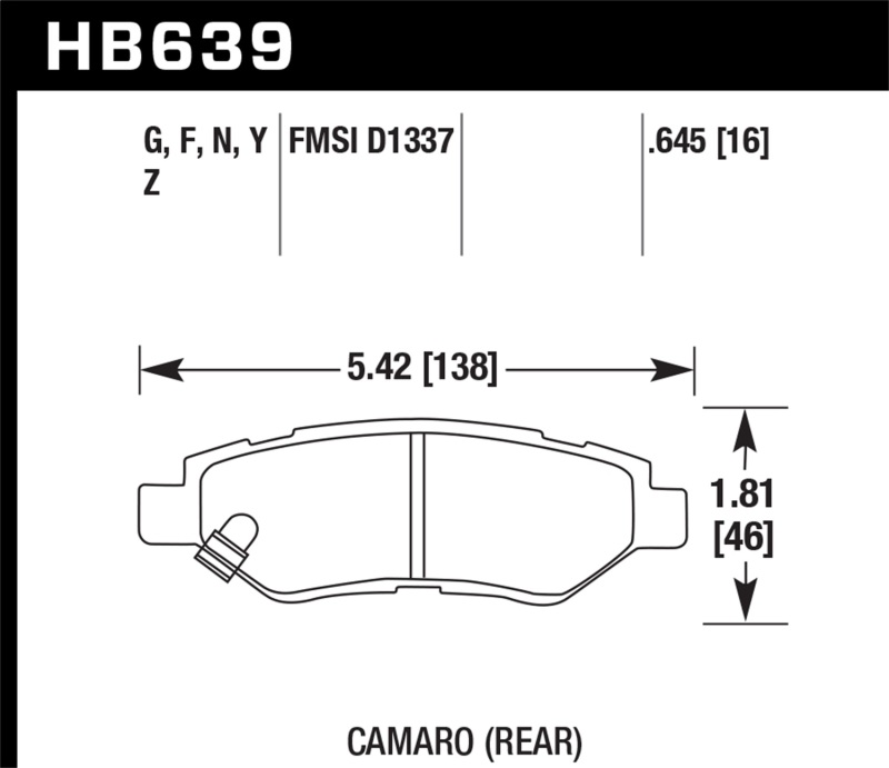 Hawk 2008-14 Cadillac CTS / 10-15 Chevy Camaro HPS 5.0 Rear Brake Pads thumbnail 3