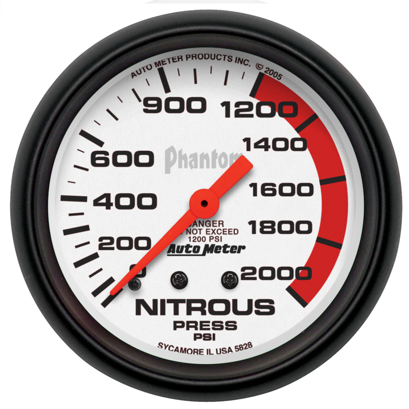 Autometer Phantom 66.7mm 0-2000 PSI Mechanical Nitrous Pressure Gauge thumbnail 3
