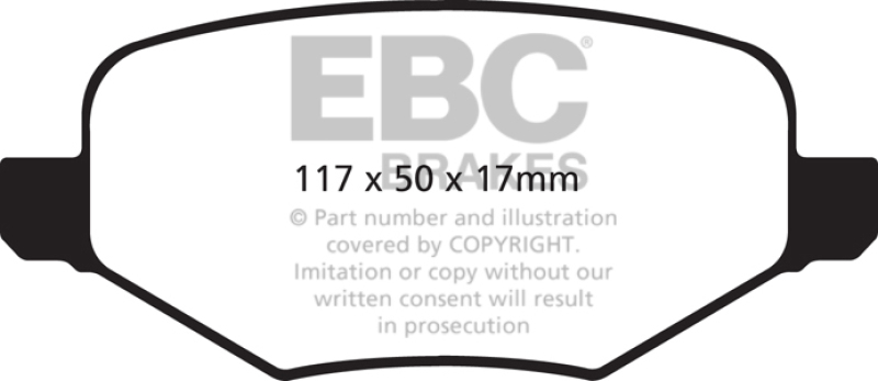 EBC 11-14 Ford Edge 2.0 Turbo Yellowstuff Rear Brake Pads thumbnail 6