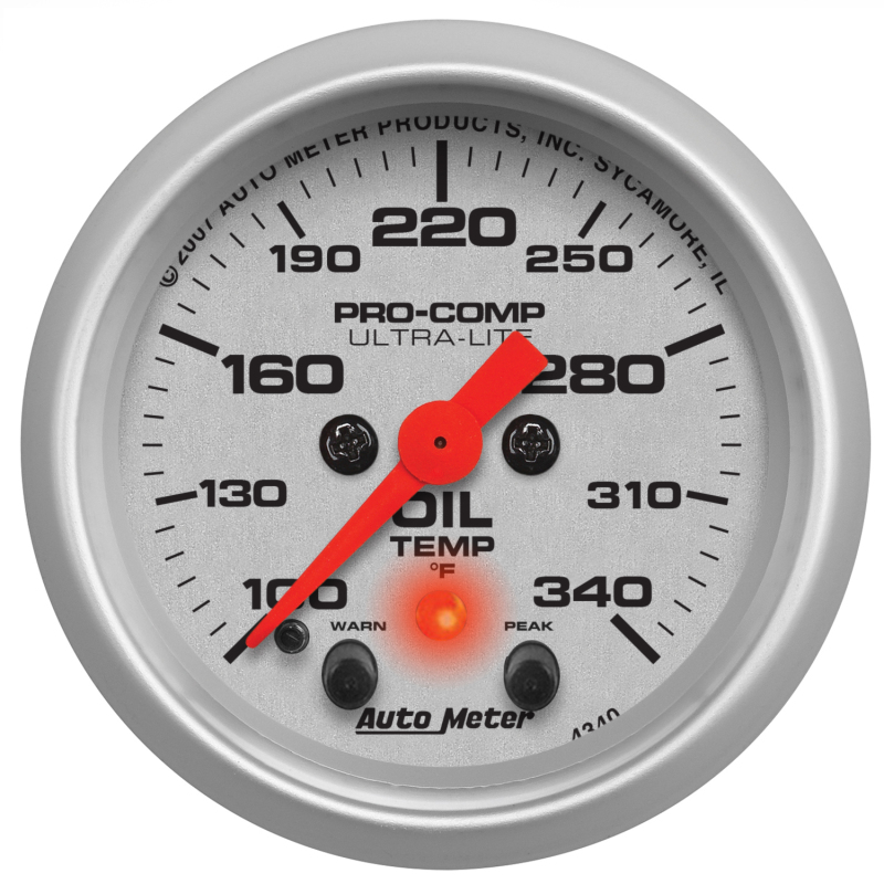 Autometer Ultra-Lite 2-1/16in. / 340 Degree F (Stepper Motor w/Peak & Warn) Oil Temperature Gauge thumbnail 3