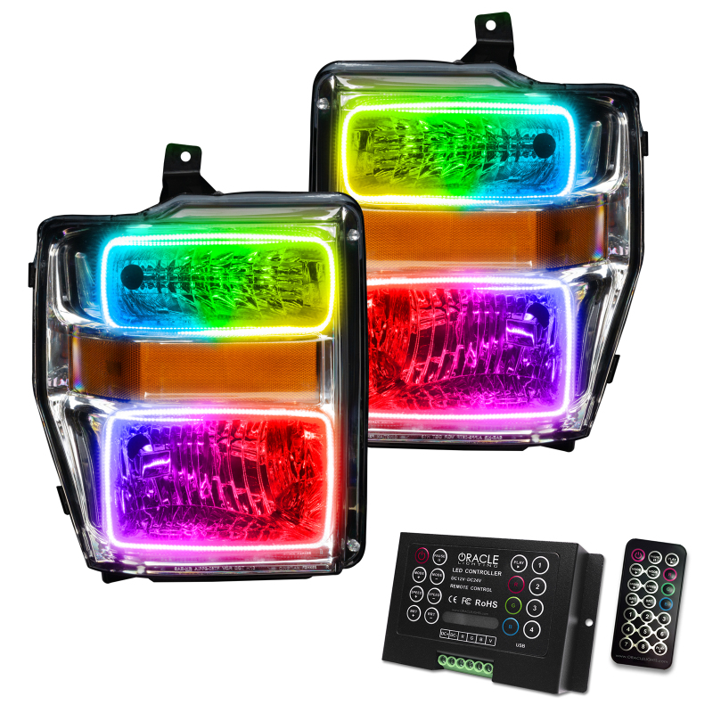 Oracle 08-10 Ford F250 Pre-Assembled Halo Headlights - Chrome Housing - w/ 2.0 Controller thumbnail 2