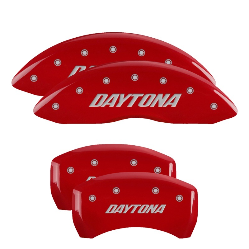 MGP 4 Caliper Covers Engraved Front & Rear Daytona Red finish silver ch thumbnail 5
