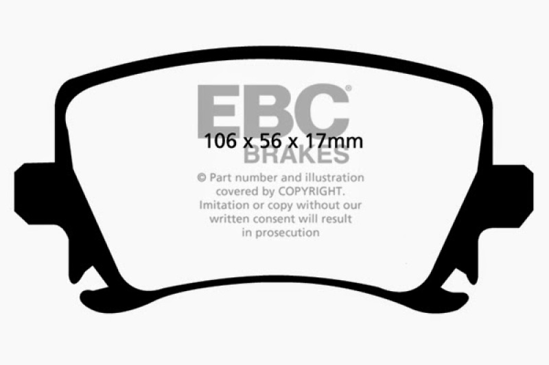 EBC 06-13 Audi A3 2.0 Turbo (Girling rear caliper) Greenstuff Rear Brake Pads thumbnail 3