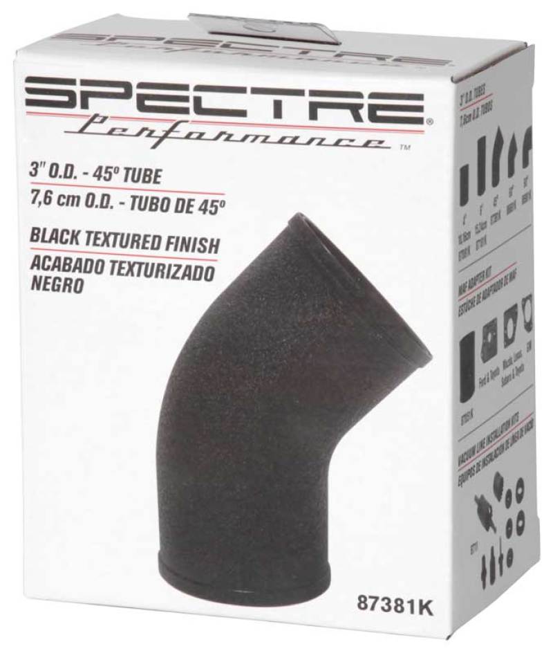 Spectre Universal Intake Elbow Tube (ABS) 3in. OD / 45 Degree - Black Textured Powdercoat thumbnail 6
