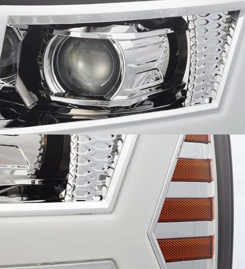AlphaRex 07-13 Chevy 1500 LUXX LED Proj Headlights Plank Design Chrome w/ Activ Light/Seq Signal/DRL thumbnail 2