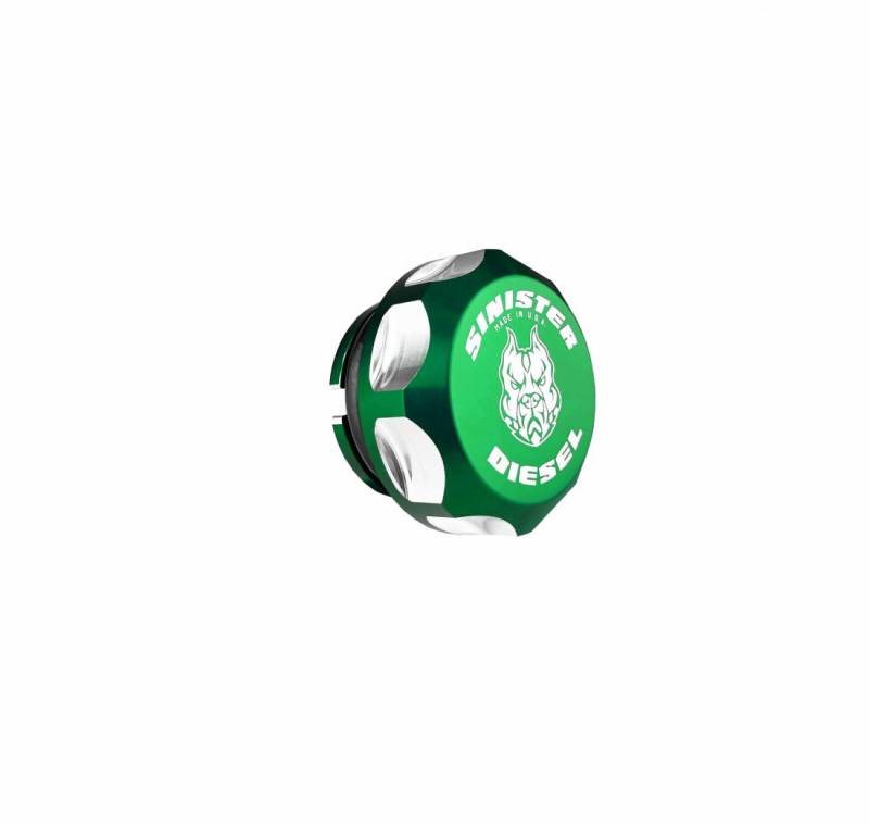Sinister Diesel 13-17 Dodge/Ram 6.7 Cummins Billet Fuel Plug - Green thumbnail 3