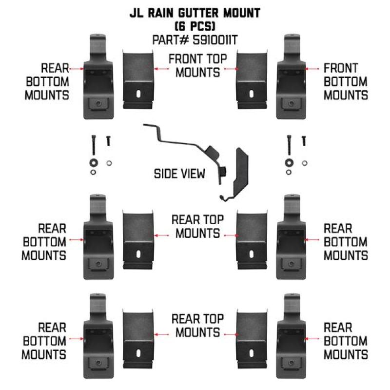 Go Rhino 6pc Rain Gutter Mounting Kit for SRM Rack thumbnail 2