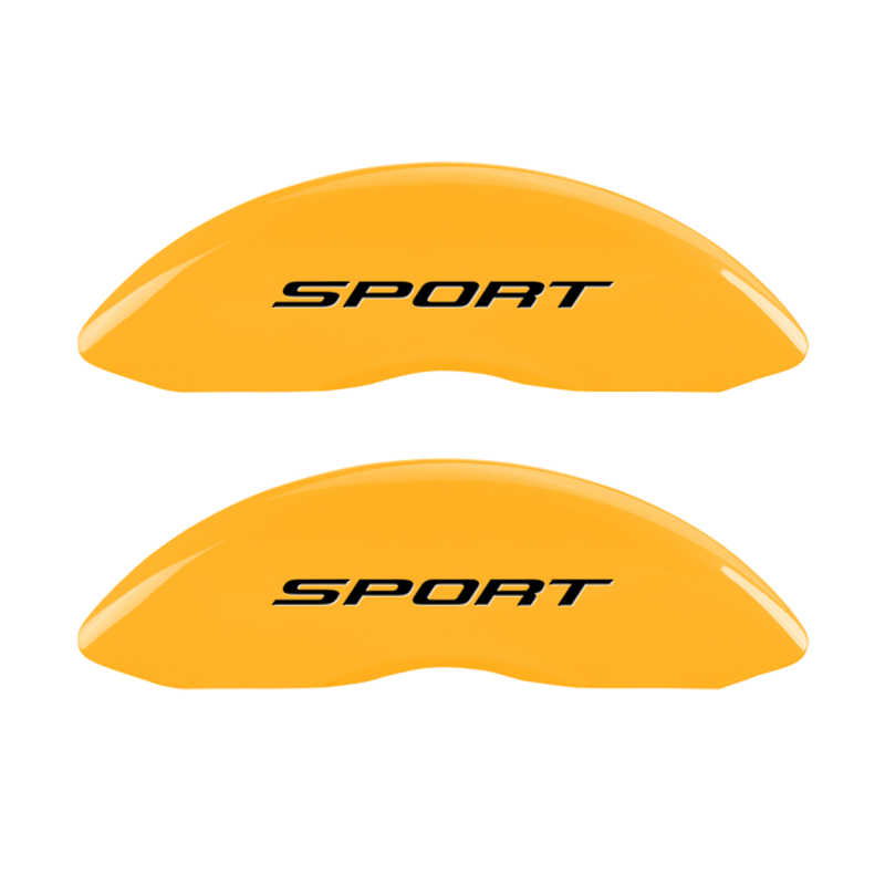 MGP 4 Caliper Covers Engraved Front & Rear No Bolts/Sport 2015 Yellow finish black ch thumbnail 4