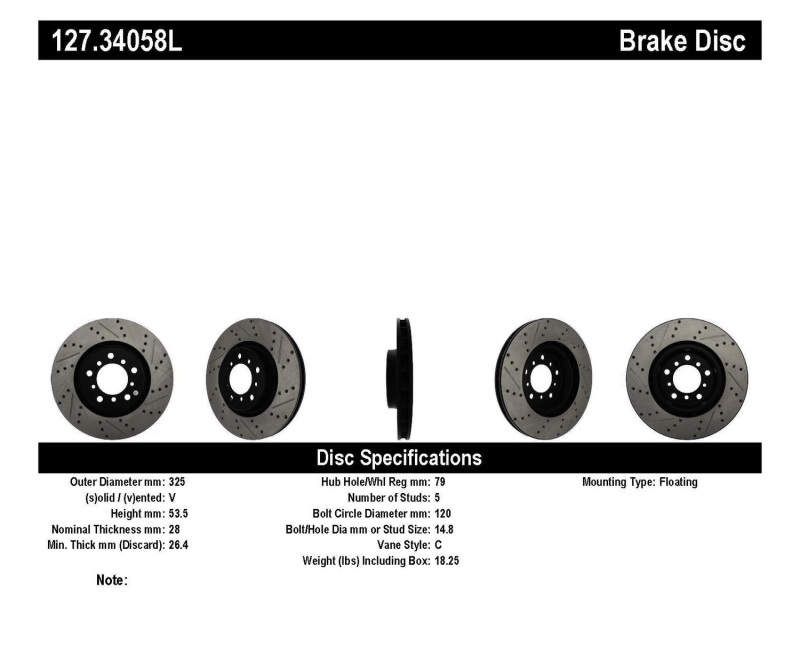 StopTech Slotted & Drilled Sport Brake Rotor thumbnail 3