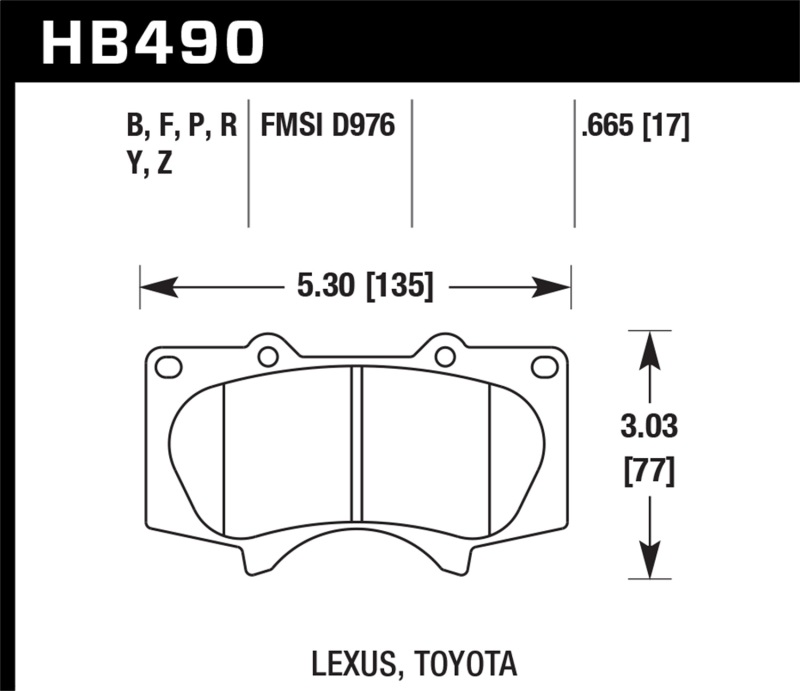 Hawk 00-06 Toyota Tundra / 03-16 Toyota 4Runner Performance Ceramic Street Front Brake Pads thumbnail 5