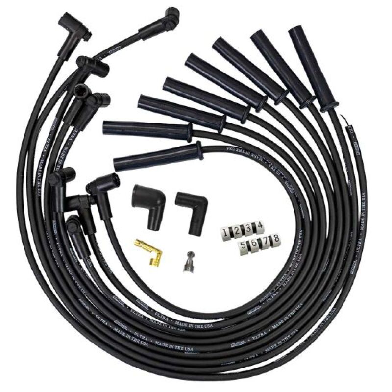 Moroso GM BBC 366-454 HEI-Style w/o Coil In Cap Ultra 350 8mm Multi-Angle Spark Plug Wire Set - Blk