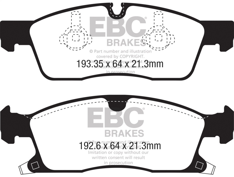 EBC 16-21 Jeep Grand Cherokee 3.6L Extra Duty Front Brake Pads