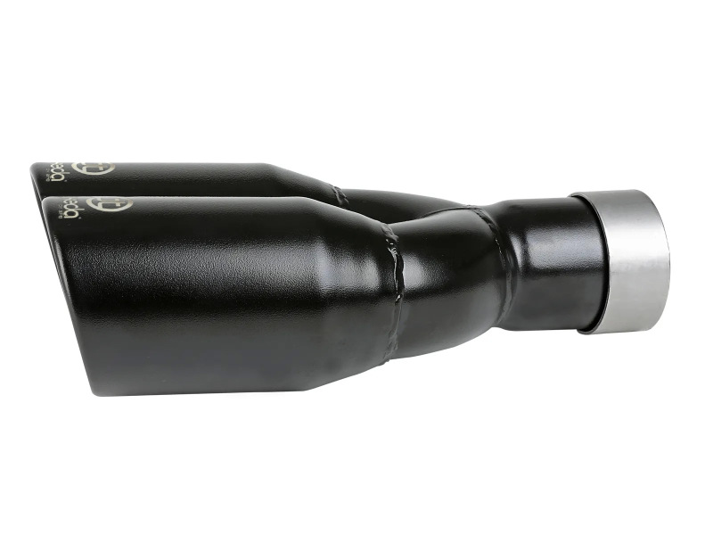 aFe Takeda 304 Stainless Steel Clamp-on Exhaust Tip Black 2-1/2ininlet x 3-1/2in Outlet X 12in L