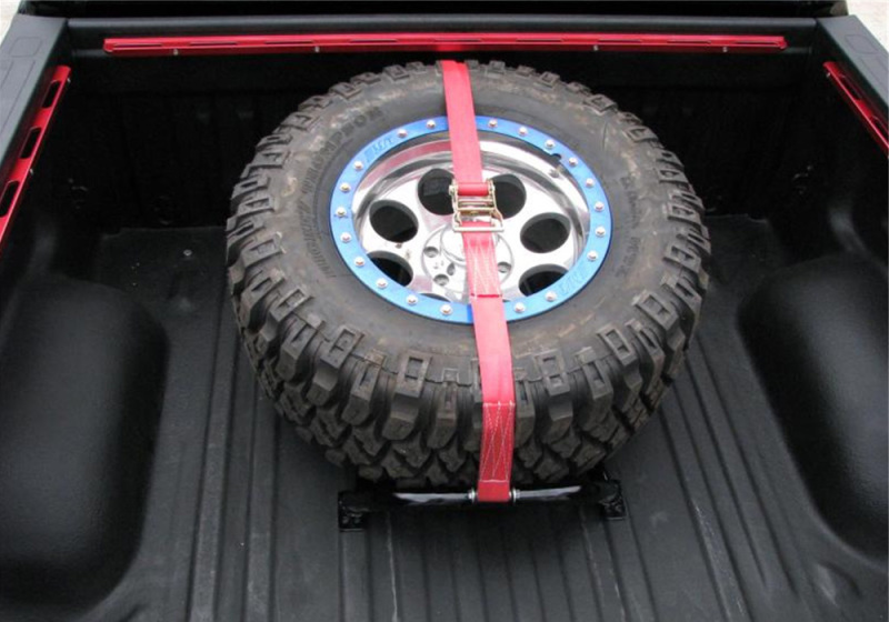 N-Fab Bed Mounted Rapid Tire Strap Universal - Gloss Black - Red Strap thumbnail 7