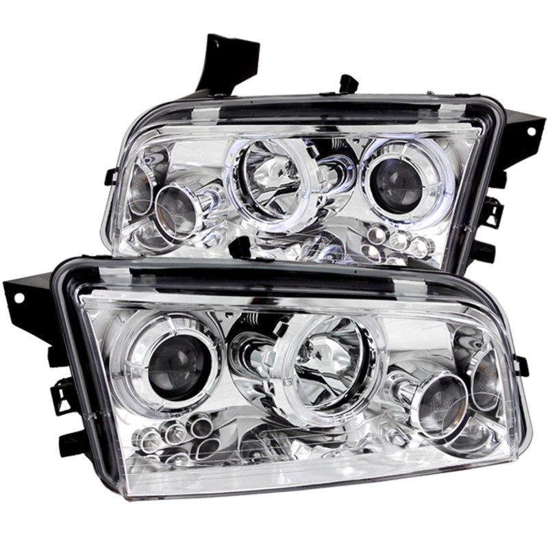 ANZO 2006-2010 Dodge Charger Projector Headlights w/ Halo Chrome thumbnail 4