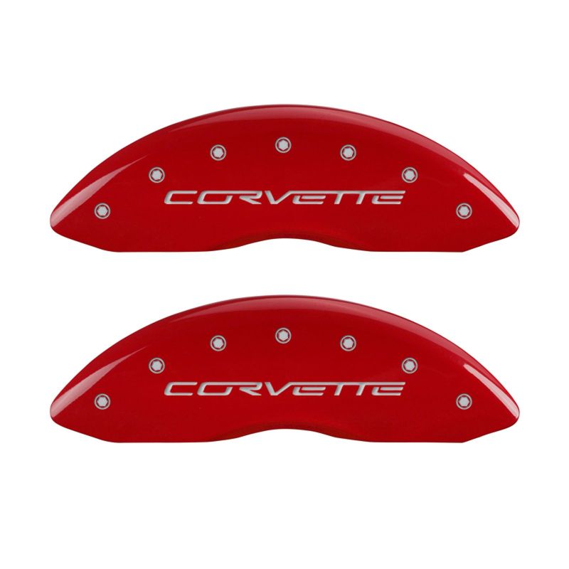 MGP 4 Caliper Covers Engraved Front & Rear C6/Corvette Red finish silver ch thumbnail 6