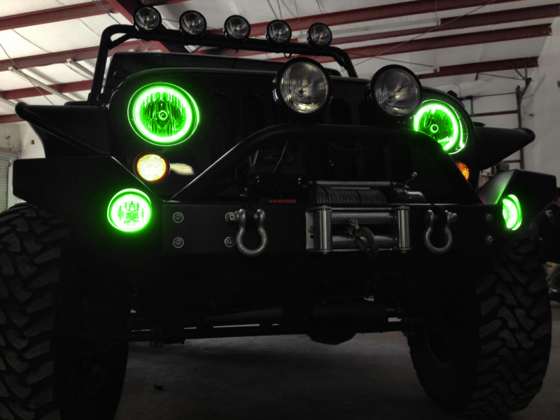 Oracle 07-17 Jeep Wrangler Surface Mount LED Headlight Halo Kit - Green thumbnail 3
