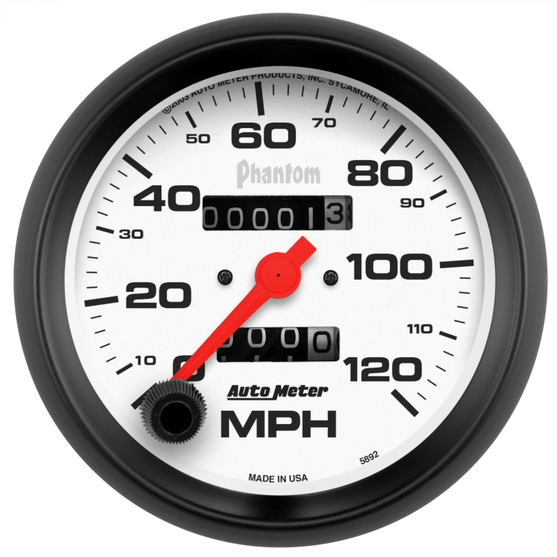 Autometer Phantom 3-3/8in 120MPH Speedometer Gauge - Mechanical Full Sweep thumbnail 2