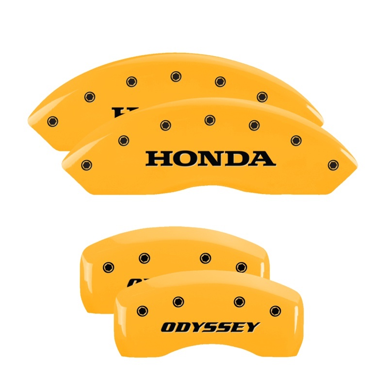 MGP 4 Caliper Covers Engraved Front Honda Engraved Rear Odyssey Yellow finish black ch thumbnail 6