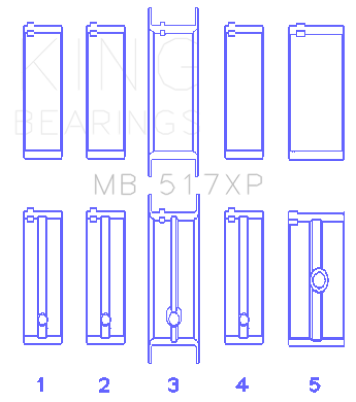 King Engine Bearings Chrysler 360 XP Tri Metal Main Bearing Set thumbnail 2