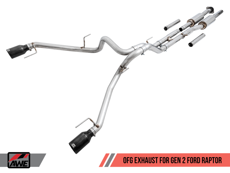 AWE Tuning 2017+ Ford Raptor 0 FG Performance Exhaust System - w/ Diamond Black Tips thumbnail 7