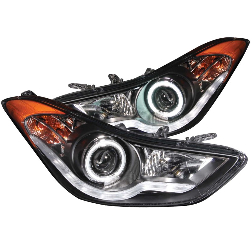 ANZO 2011-2014 Hyundai Elantra Projector Headlights w/ Halo Black (CCFL) thumbnail 4