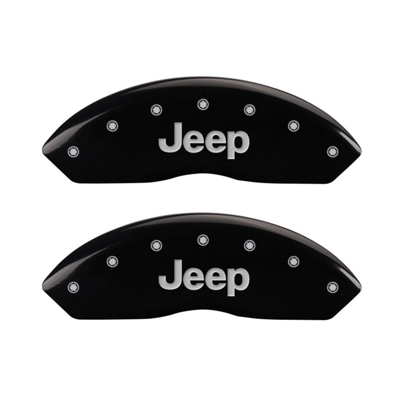 MGP 4 Caliper Covers Engraved Front JEEP Engraved Rear JEEP Grill logo Black finish silver ch thumbnail 7