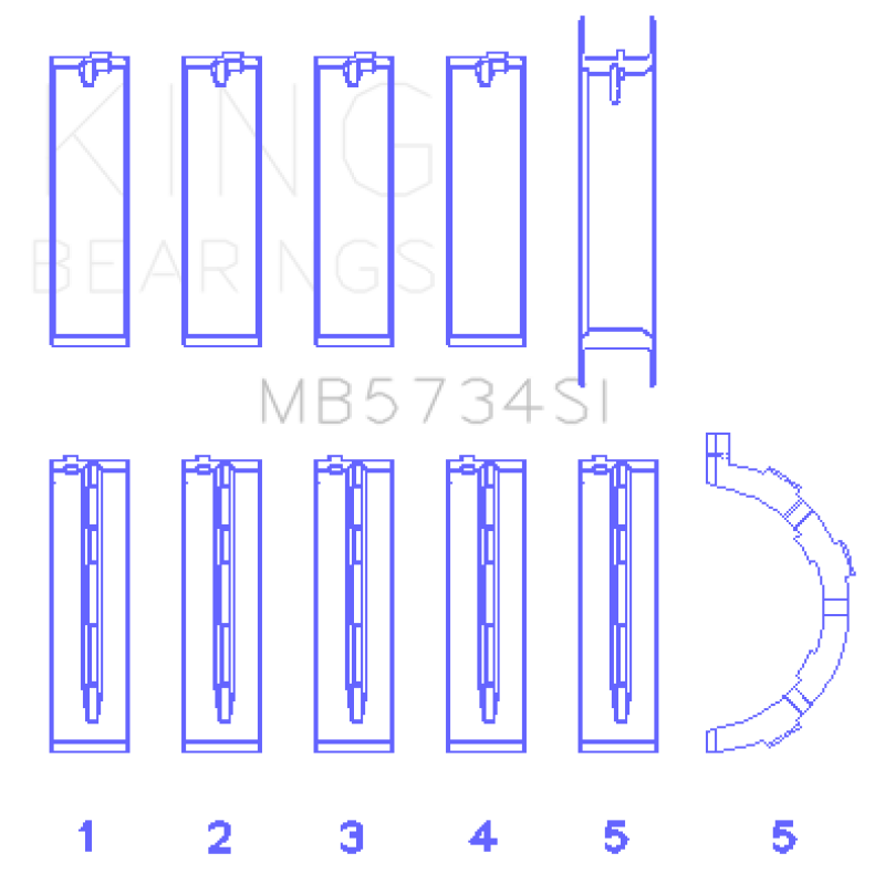 King Engine Bearings Ford 302 Cid Coyote (Size +0.75mm) Main Bearing Set