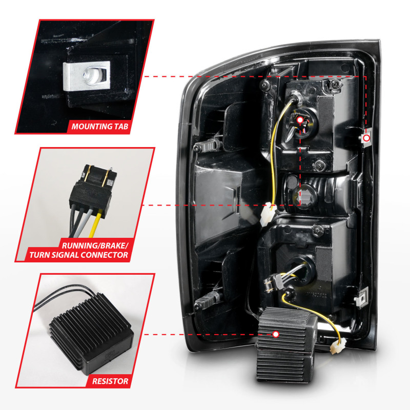 ANZO 15-19 Chevrolet Silverado 2500 HD/3500 HD LED Taillight w/ Sequential Black Housing/Clear Lens thumbnail 9