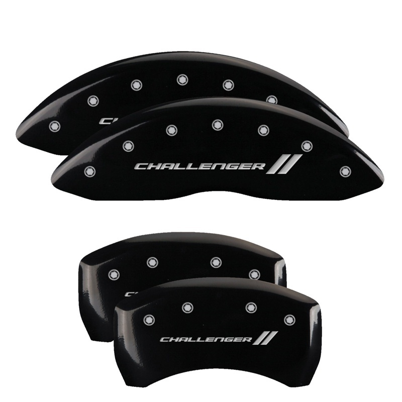 MGP 4 Caliper Covers Engraved Front & Rear With stripes/Challenger Black finish silver ch thumbnail 5