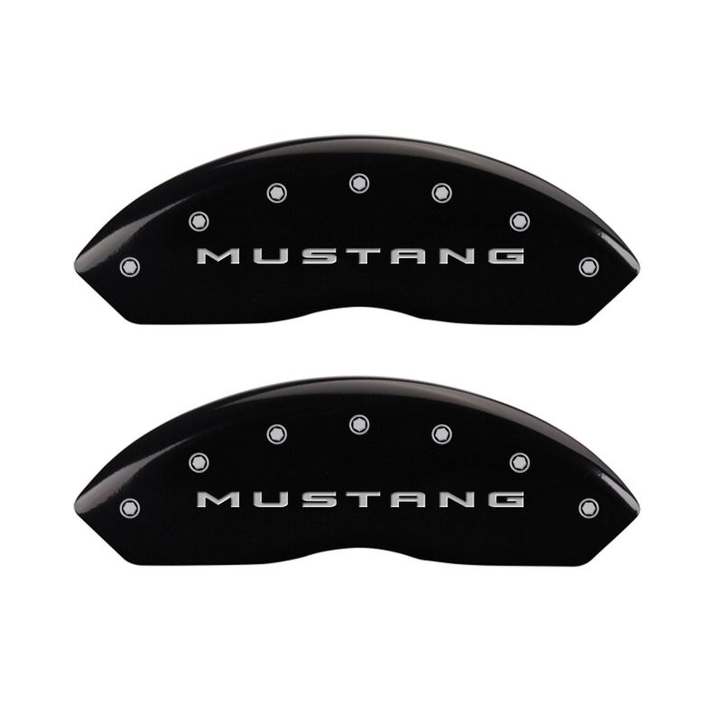 MGP 4 Caliper Covers Engraved Front 2015/Mustang Engraved Rear 2015/37 Black finish silver ch thumbnail 4